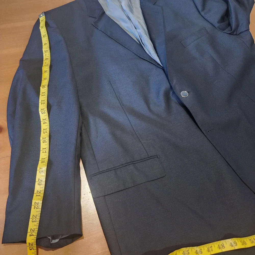 Tiglio Luxe Super 150s Wool Blazer Mens US 48L EU 56L Navy Blue Sport Coat Event
